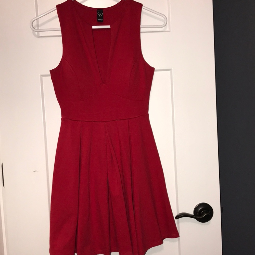 Red low cut dress